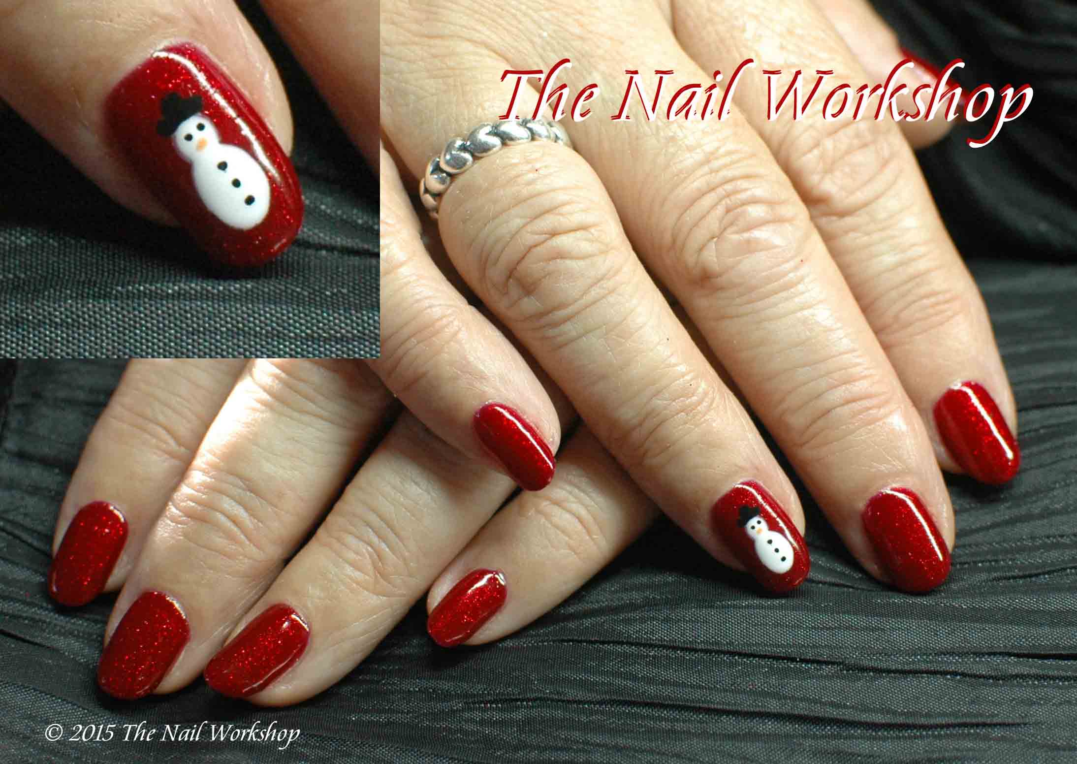 Gel II My Fair Lady Red Glitter and hand painted snowman